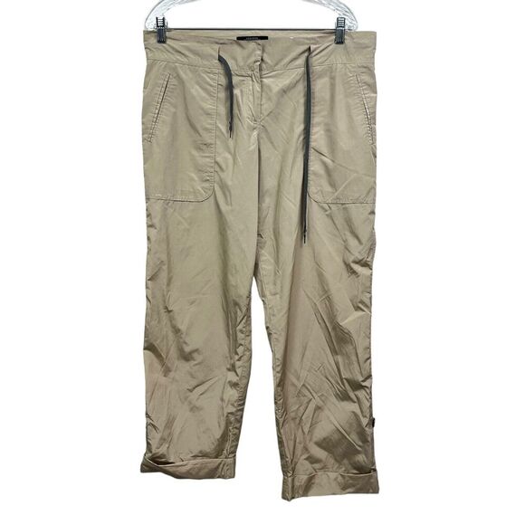 Weekend Max Mara Womens Pants Relaxed SportDrawstring Rolled Button Hem Beige W8 - Picture 1 of 7